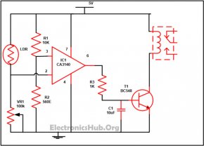 Circuit Diagram of Automatic Street Light Controller Switch using LDR and Sensor