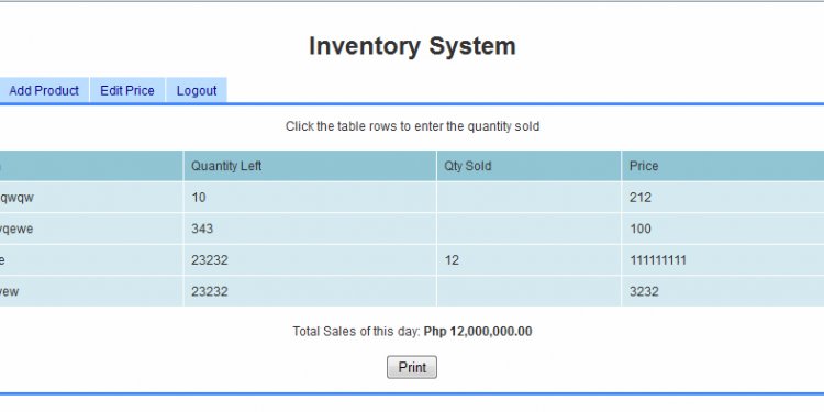Inventory control system free Download